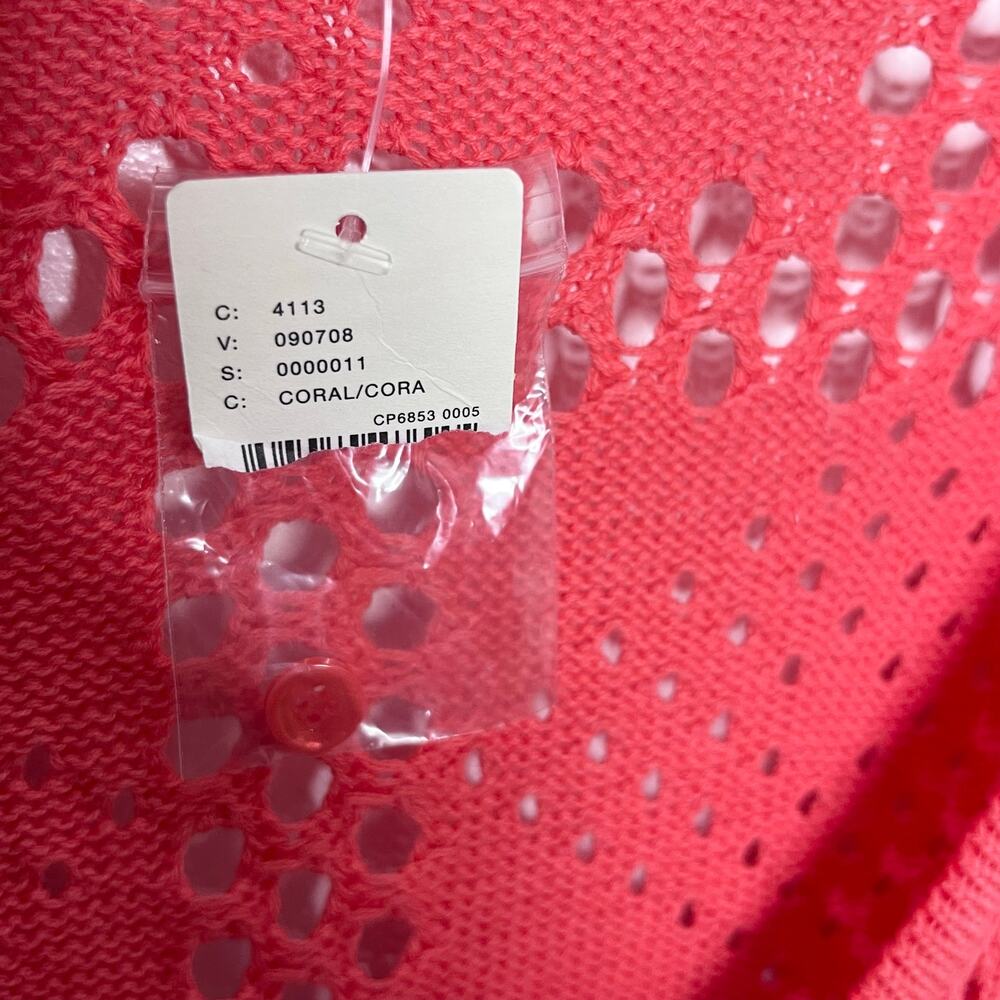Anthropologie Pilcro Coral Pointelle Knit Peplum Sweater Top Large Boho NWT - Picture 6 of 12